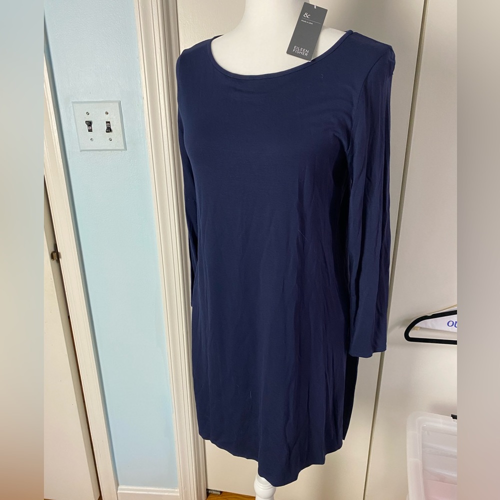 Eileen Fisher Ballet Neck 3/4 Sleeves Tunic Dress top Sz S (NWT)
